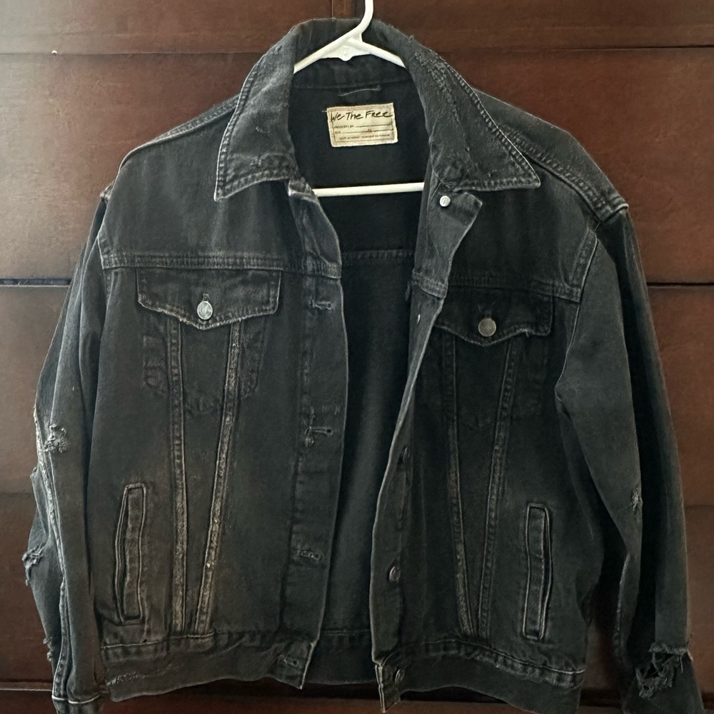 Free People Washed Black Denim Jacket